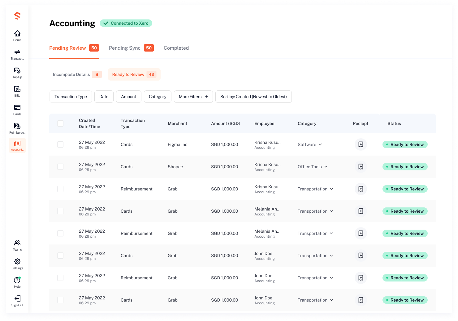 review transaction codes in one place before reconciliation